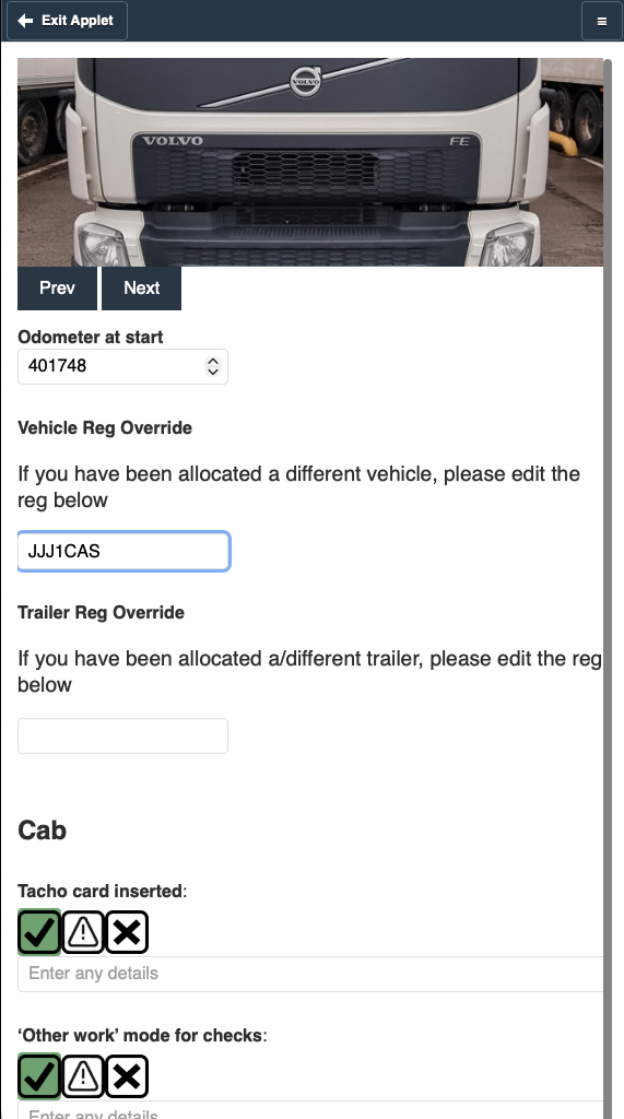 The Long Lane Deliveries driver walk-round app on a phone