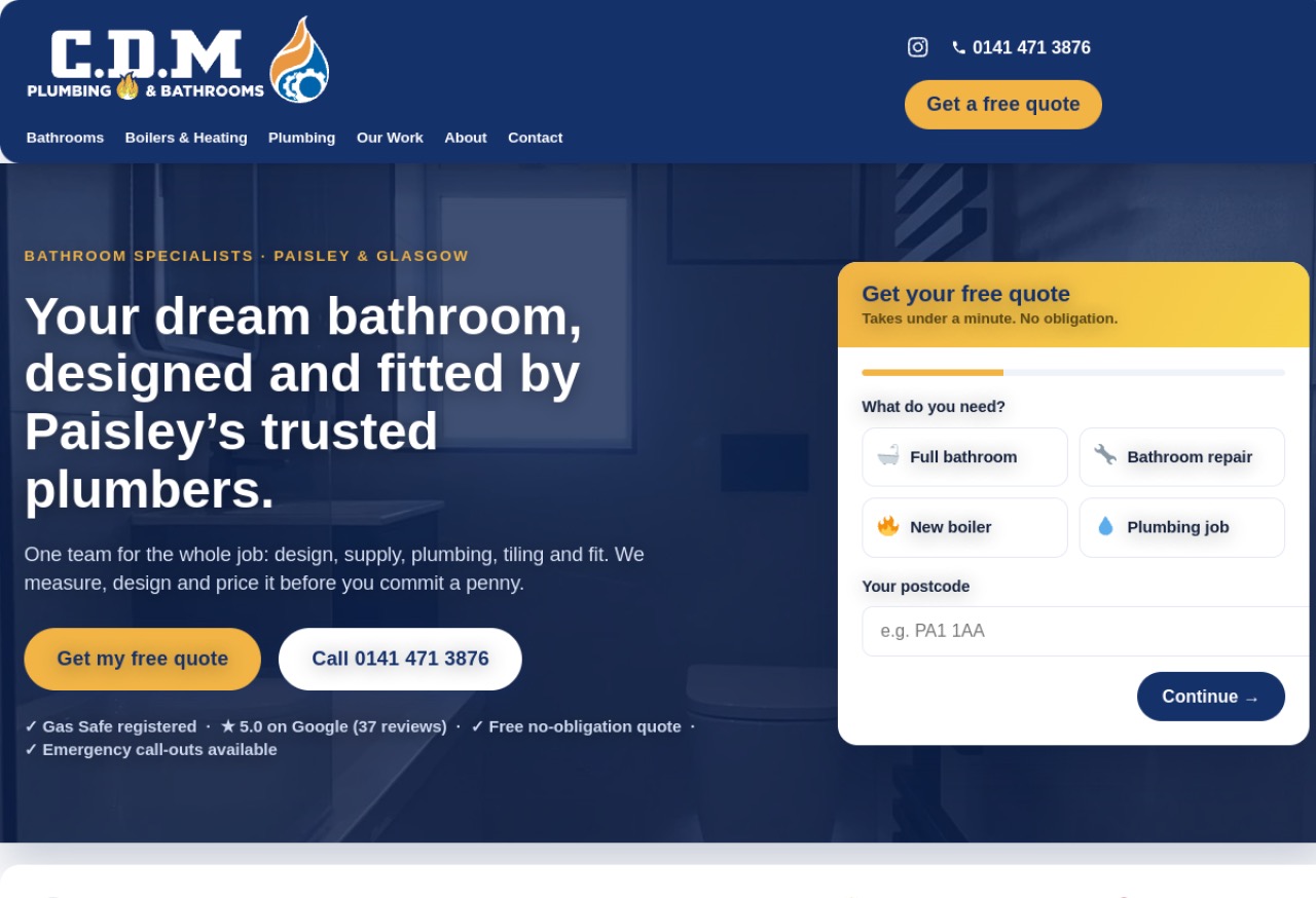 C.D.M Plumbing & Bathrooms website