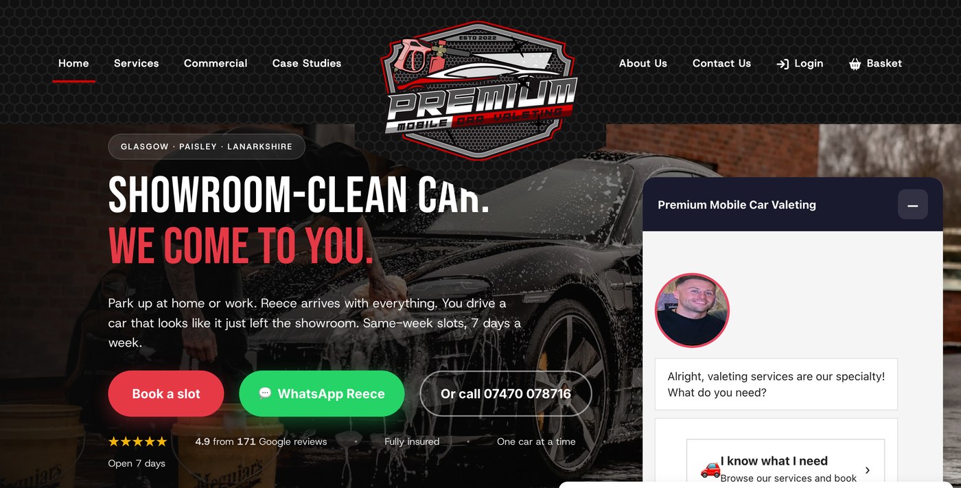 Premium Mobile Car Valeting Booking Assistant