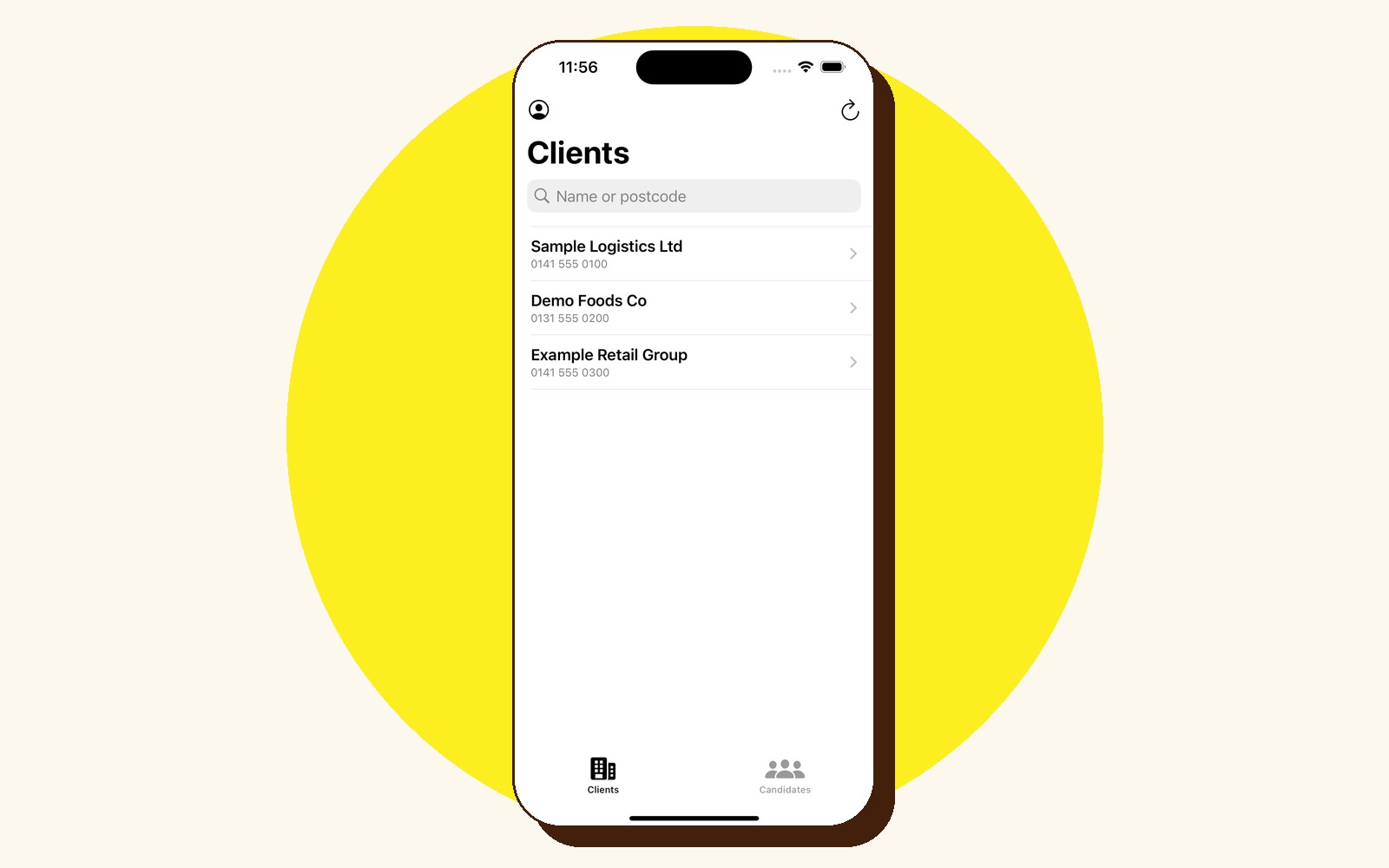 The M8 Rolodex iPhone app, part of the M8 Staffing recruitment system
