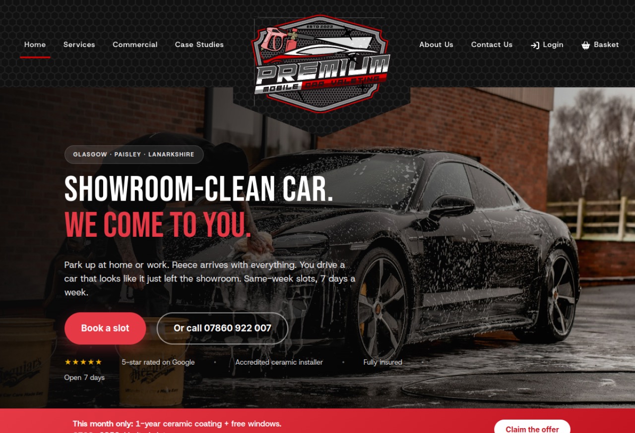 Premium Mobile Car Valeting website