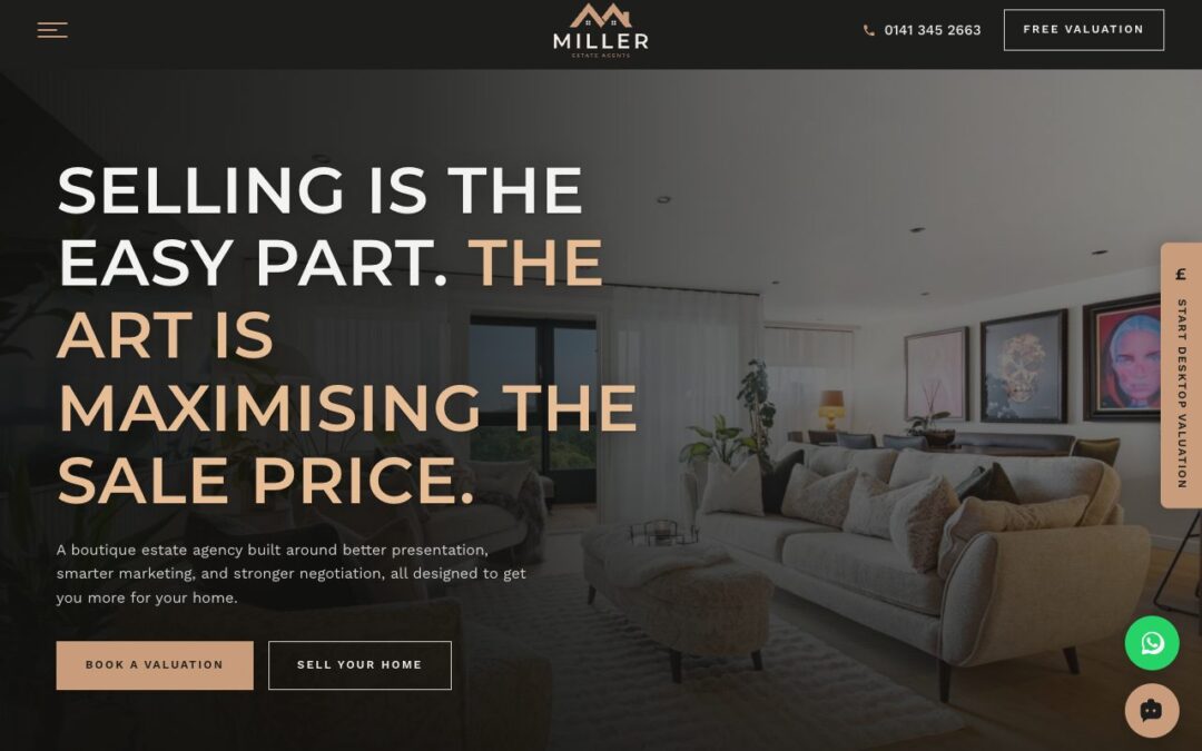 Miller Estate Agents home page by SYNF