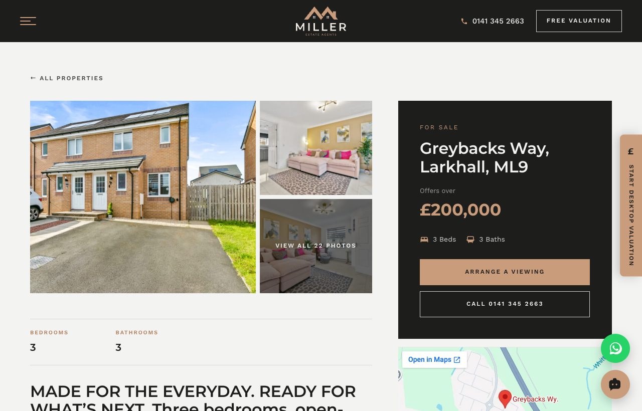 A Miller Estate Agents property page with photos, viewing and call buttons and a map