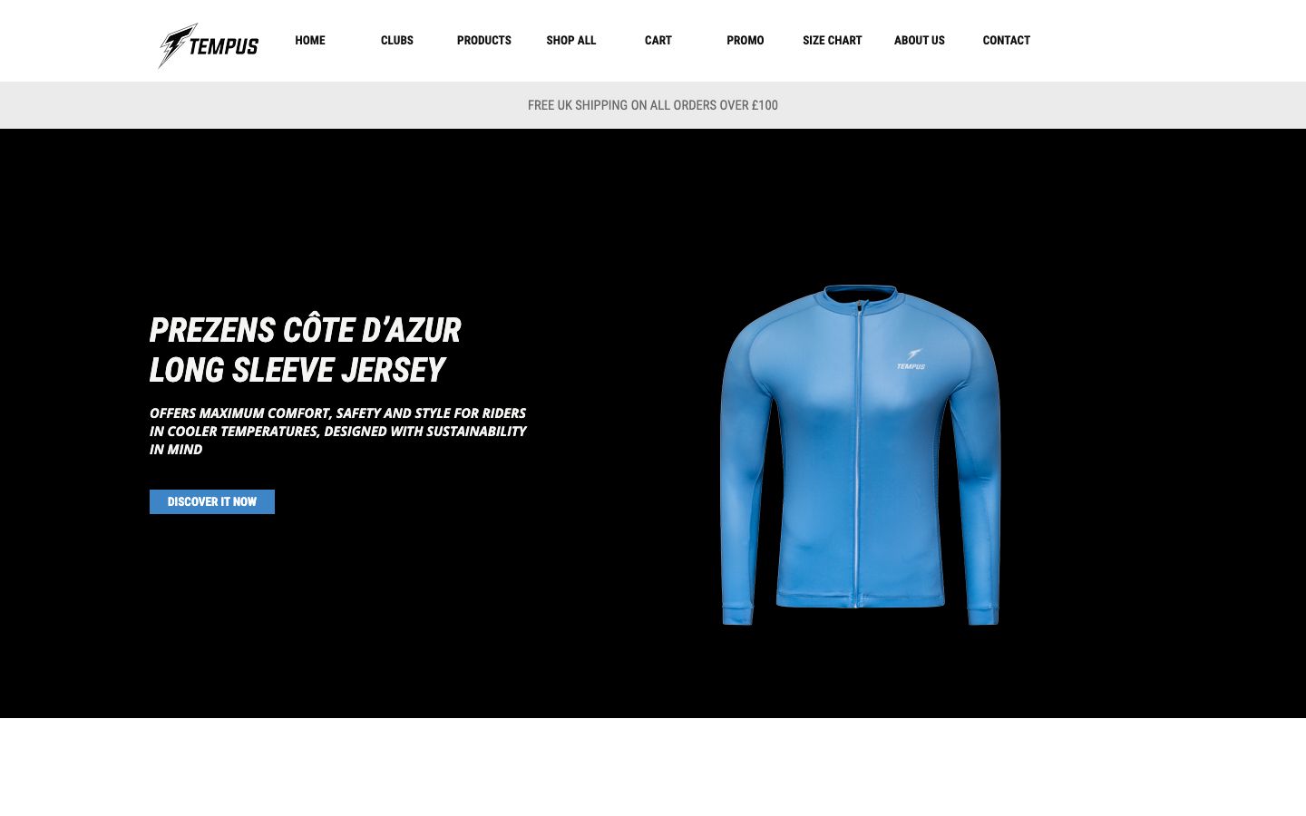 Tempus Apparel home page before SYNF